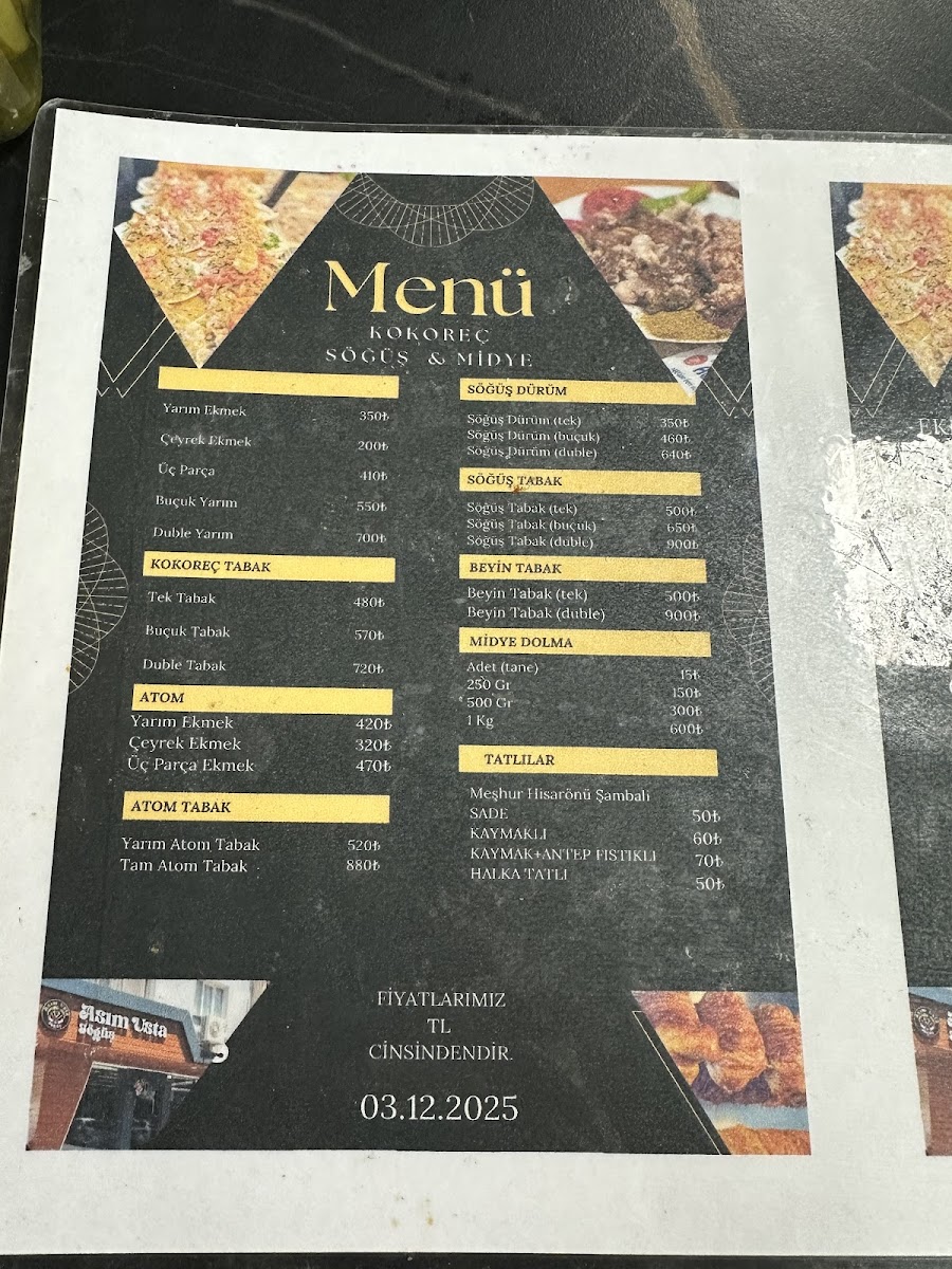 Menu Kokorecci Asim Usta-1